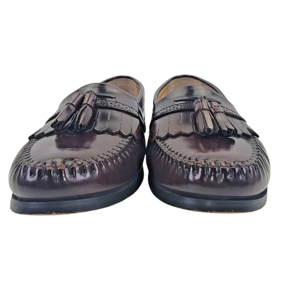 Bass‎ Niles Men's Burgundy Leather Moc Toe Kiltie Tassel Loafer Shoes Size 10 D